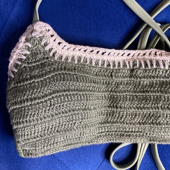 Xhilaration Green Sage Crotchet Swim Bikini Top - Picture 5 of 7